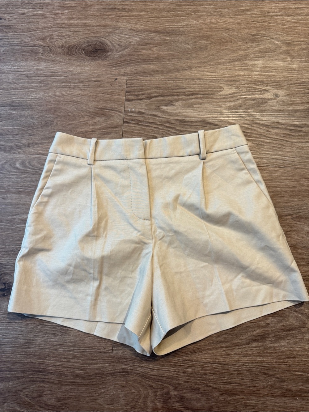 Zara Beige Women's Tailored Linen-Blend Shorts (xs)